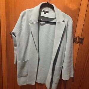 J.Crew Sophie Sweater Blazer Light Gray Blue Open Front Size Small